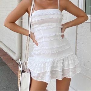 NWT Princess Polly  White Molina Fringe Mini Dress